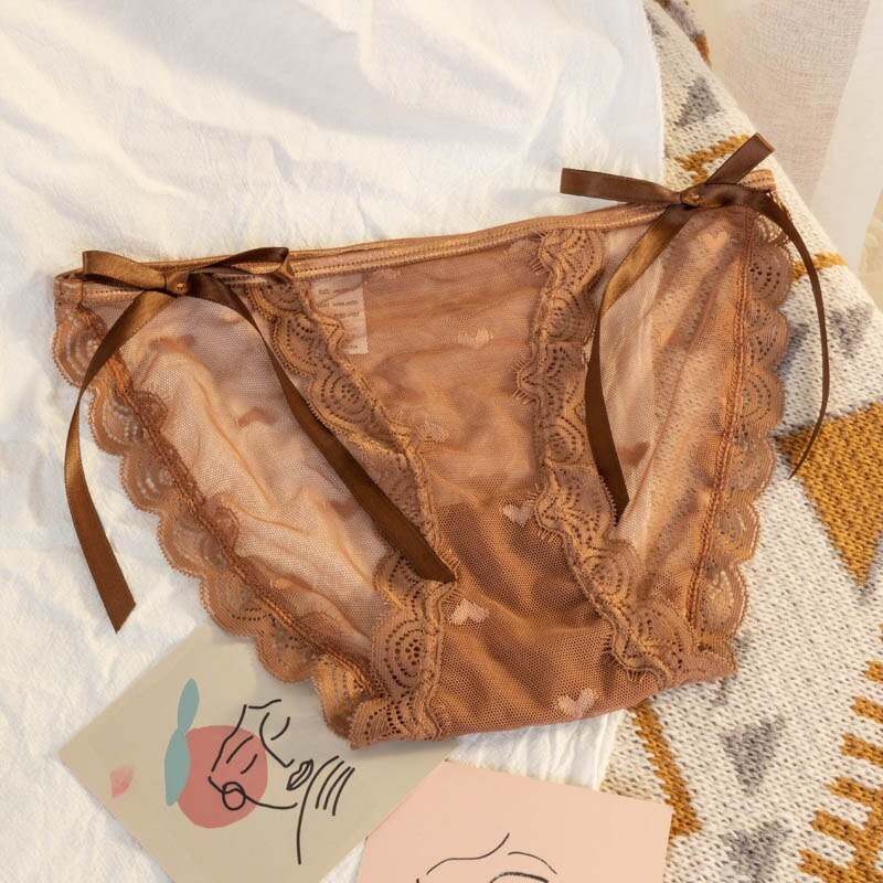 Women&#39;s Sexy Lace Underwear Panties Delicate Soft Comfortable Underpants Fashion Female Mesh Up Bow Low-Rise Briefs - Sabreeonline