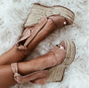 Large Size Beige Heeled Sandals Clogs Wedge 2021 Summer Female Shoe Big Black Platform Girls High Comfort Fashion Back Strap Sca