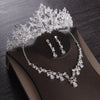 Luxury Heart Crystal Bridal Jewelry Sets Wedding Cubic Zircon Crown Tiaras Earring Choker Necklace Set - Sabreeonline