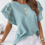 Casual O-Neck Ruffle Short Sleeve