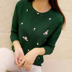 Sweater Women Embroidery Knitted Winter - Sabreeonline