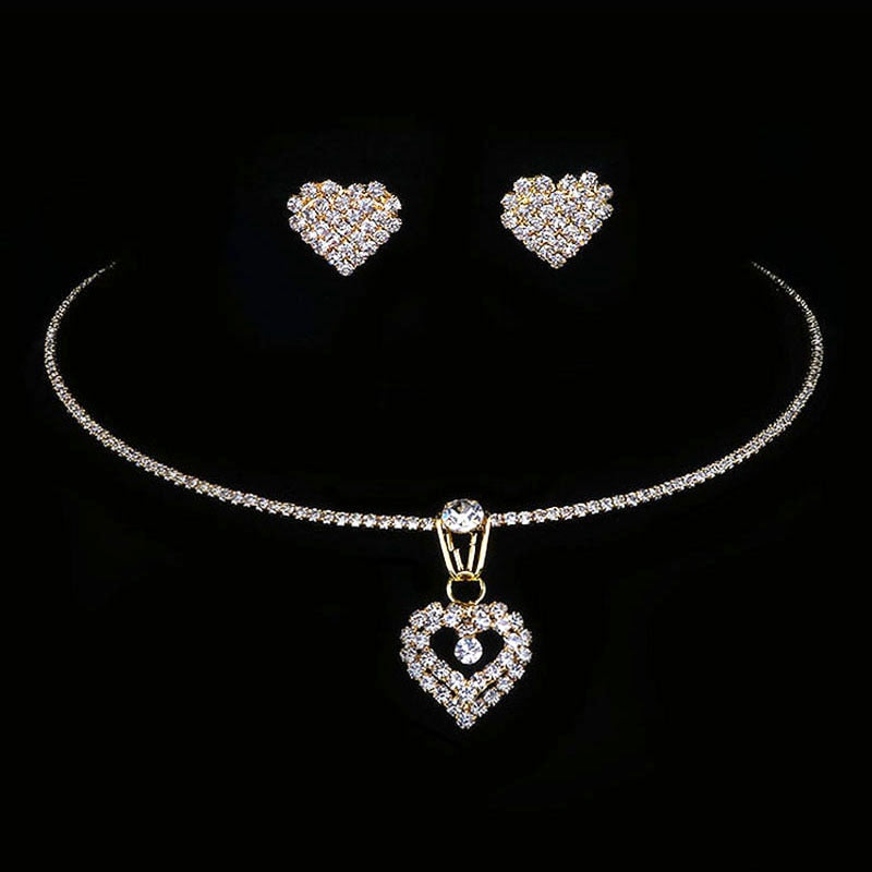 Crystal Choker Necklace Earrings Set - Sabreeonline