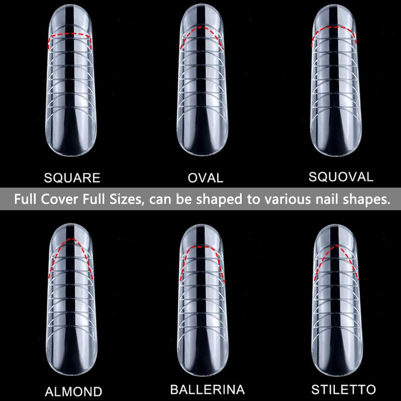 Makartt Dual Forms Nail Forms Nail Extension System for Poly Nail Gel Coffin Nail Mold Clear Full Cover False Nail Tips Acrylic - Sabreeonline