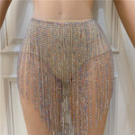 Waist Chain Crystal Long Tassel Bikini Mini Skirts Body Chain - Sabreeonline