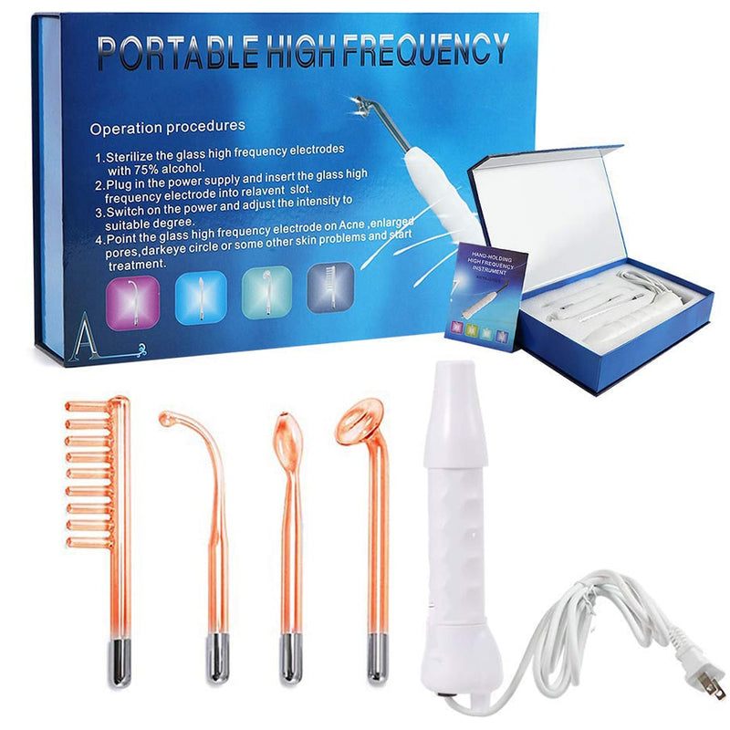 Portable Electrode High Frequency Facial Beauty Machine Electrotherapy Wand Glass Tube Face Cleansing Skin Tightening Device - Sabreeonline