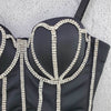 Crystal Diamonds Black White Crop Tops - Sabreeonline