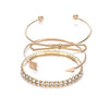 Modyle Classic Arrow Knot Round Crystal Gem Multilayer Adjustable Open Bracelet Set Women Fashion Party Jewelry Gift - Sabreeonline