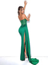 Green Side Split Mermaid Gown - Sabreeonline