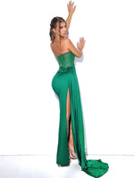 Green Side Split Mermaid Gown - Sabreeonline