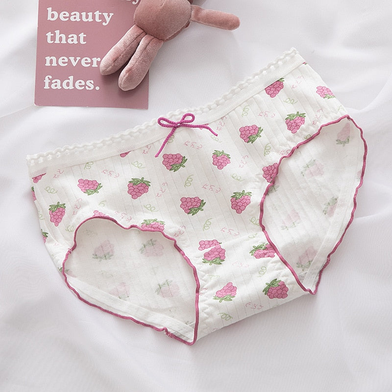 New Women's Underwear Lovely Girl Cartoon Panties Fashion Bow Comfort Briefs Mid Waist Seamless Underpants Female Lingerie - Sabreeonline