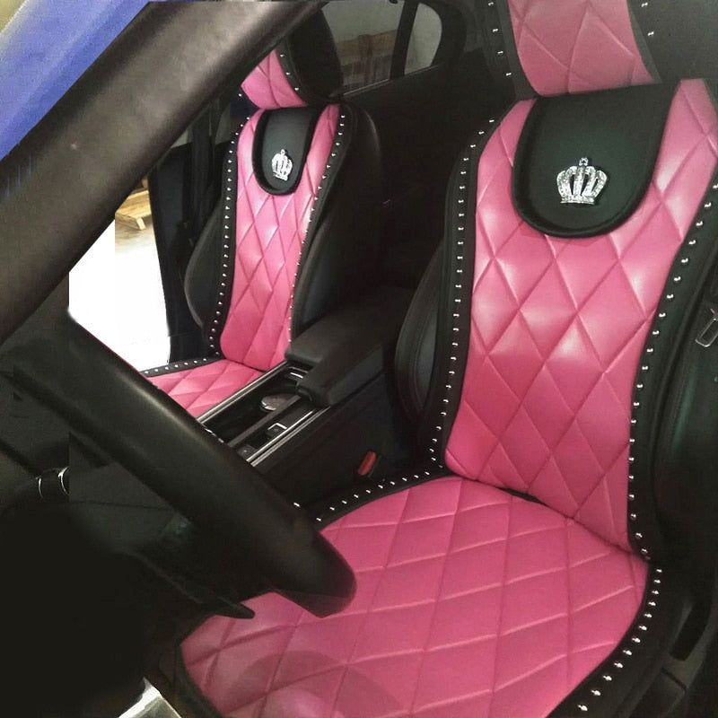 Universal Car Seat Cover Crown Leather Cushions - Sabreeonline