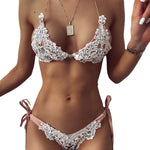 Two Pieces Women Diamond Crystal Swimwear Bikini Set Push-Up Bandage Adjustment Swimsuit Bathing Suit Biquini - Sabreeonline