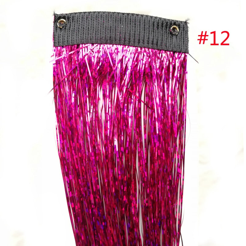 Rainbow Shiny Sparkle Hair Tinsel Kit Women Glitter Hair Extension Hair Bling Dazzles Girls Hippie Braiding Accessories - Sabreeonline
