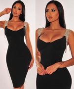 Sleeve Slip Rayon Bandage Dress - Sabreeonline