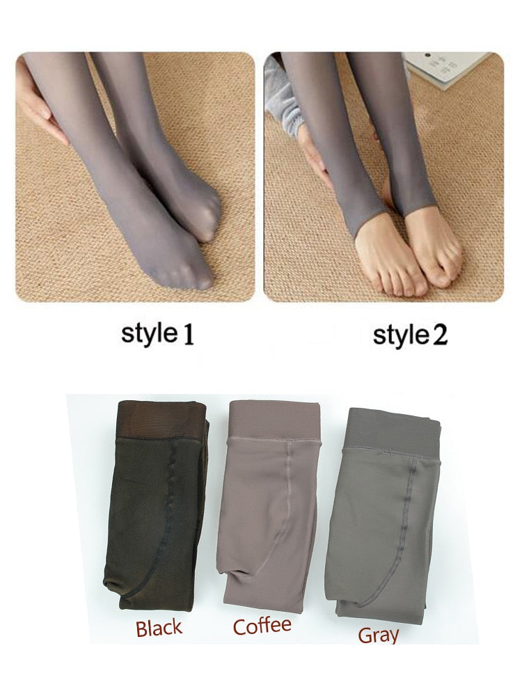 Women Warm Winter Leggings High Waist Slim Leggings for Women skin-transparent And Velvet Leggings Winter 2021 New - Sabreeonline
