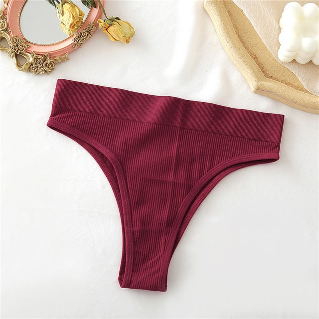 S-XL Seamless Women&#39;s Panties 9 Solid Color High Waisted Thongs Women Comfortable Women&#39;s Cotton Briefs Sexy Female Underpants - Sabreeonline