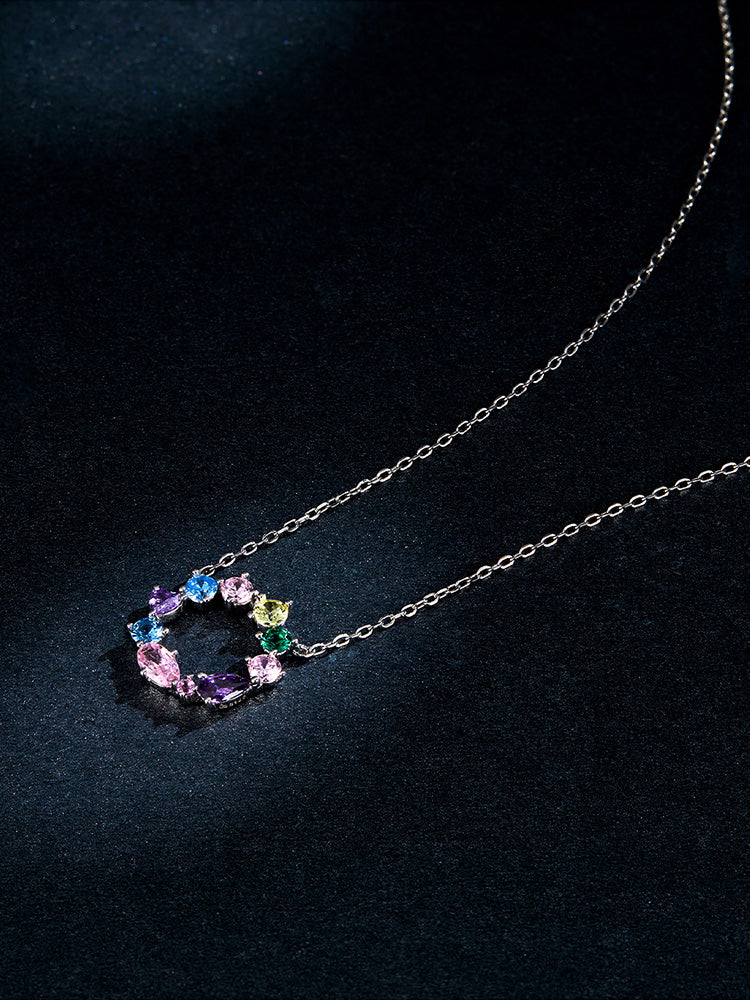 Wreath Necklace for Girl 925 Sterling Silver Jewelry Colorful AAA CZ Jewelry Original Design - Sabreeonline