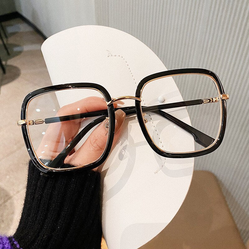 Big Square Frame Glasses Vintage Eyeglasses - Sabreeonline