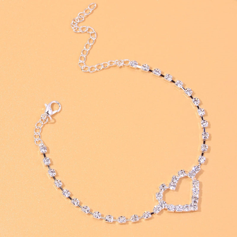 Fashion Heart Rhinestone Anklets - Sabreeonline