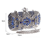 Women Clutch Party Luxury Blue Evening Bag Wedding Purse Crystal Chain Shoulder Bag High Quality Rhinestone Female Clutch - Sabreeonline