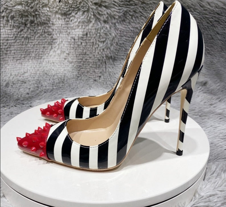 Tikicup Red Spikes Pointy Toe Party Shoes