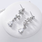 Crystal Gold Tiara Crown Earrings Necklace Wedding Bride Luxury Jewelry Set - Sabreeonline