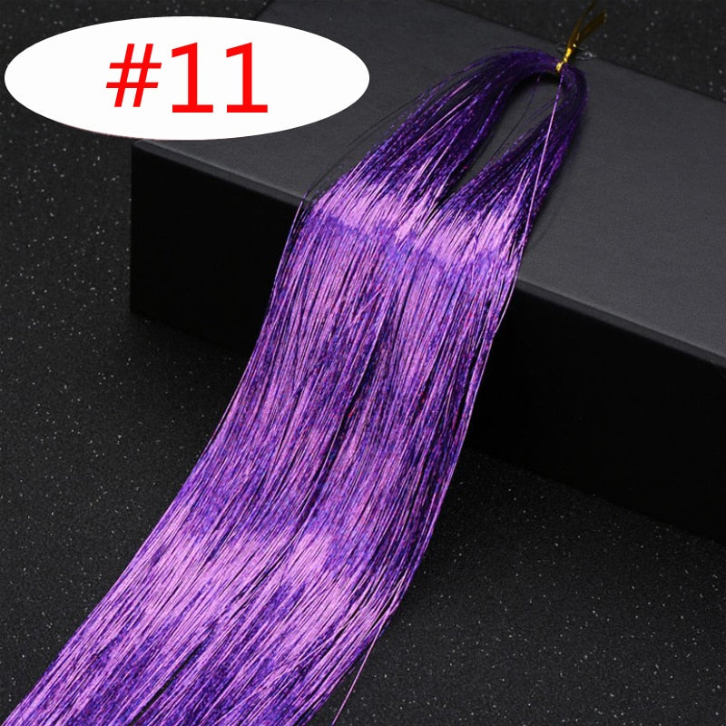 Rainbow Shiny Sparkle Hair Tinsel Kit Women Glitter Hair Extension Hair Bling Dazzles Girls Hippie Braiding Accessories - Sabreeonline