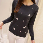 Sweater Women Embroidery Knitted Winter - Sabreeonline