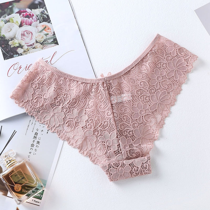 Sexy Panties For Woman Mid Waist Breathable Female Panty Lace Hollow Transparent Briefs Hot Sale Underwear Women BANNIROU - Sabreeonline