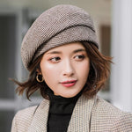 Plaid Beret Cotton Wool Hats Autumn - Sabreeonline