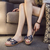 Suihyung Women Flax Slippers Summer Casual Slides Beach Shoes Ladies Indoor Linen Slippers Bohemia Floral Bow Flip Flops Sandals - Sabreeonline