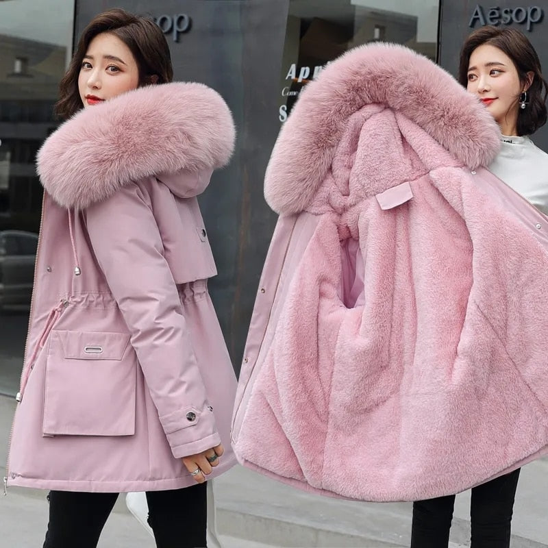 New Winter Jacket Warm Fur Collar Thick Overcoat - Sabreeonline