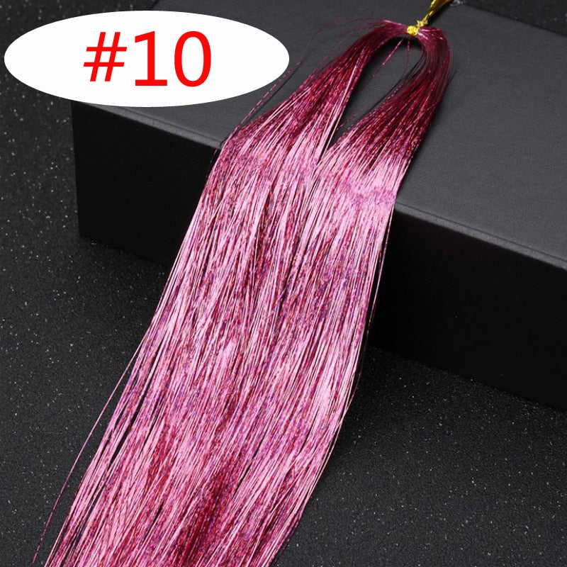 Rainbow Shiny Sparkle Hair Tinsel Kit Women Glitter Hair Extension Hair Bling Dazzles Girls Hippie Braiding Accessories - Sabreeonline