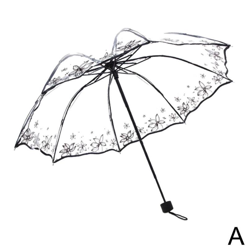 Transparent Fashionable Umbrella Luxurious Black Flow - Sabreeonline