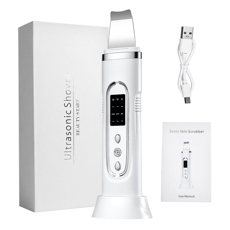 Ultrasonic Skin Scrubber Electric Facial Cleansing Pore Deep Cleaner Acne Blackhead Remover Peeling Shovel Device Beauty Machine - Sabreeonline