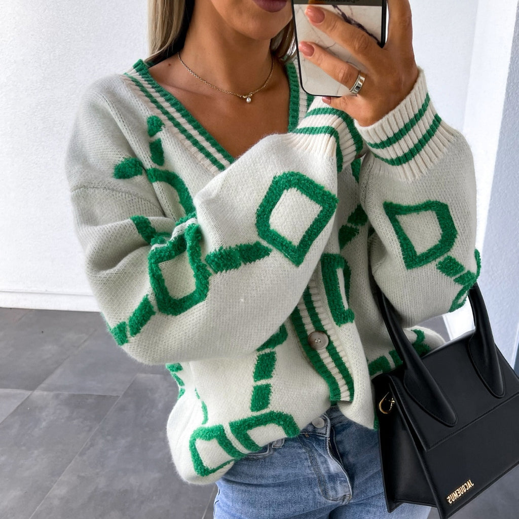 Button Up Loose Cardigan Sweater - Sabreeonline