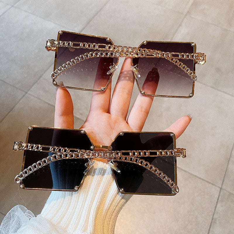 Oversize Women Vintage Rivet Square Elegant Shades - Sabreeonline