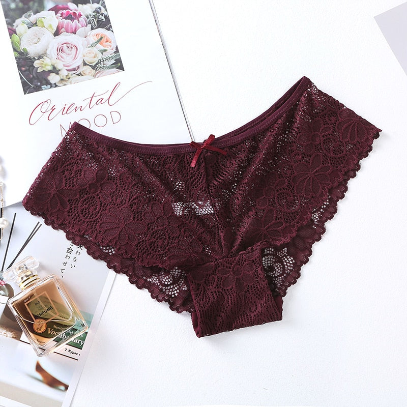Sexy Panties For Woman Mid Waist Breathable Female Panty Lace Hollow Transparent Briefs Hot Sale Underwear Women BANNIROU - Sabreeonline