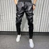 New Winter Thick Warm PU Leather Pants Men Clothing 2023 Simple Big Pocket Windproof Casual Motorcycle Trousers Black Plus Size - Sabreeonline