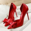 Korean Fashion Women&#39;s Shoes Wedding Bow High Heels Stiletto Heels Shallow Pointed Head Side Empty Thin Shoes