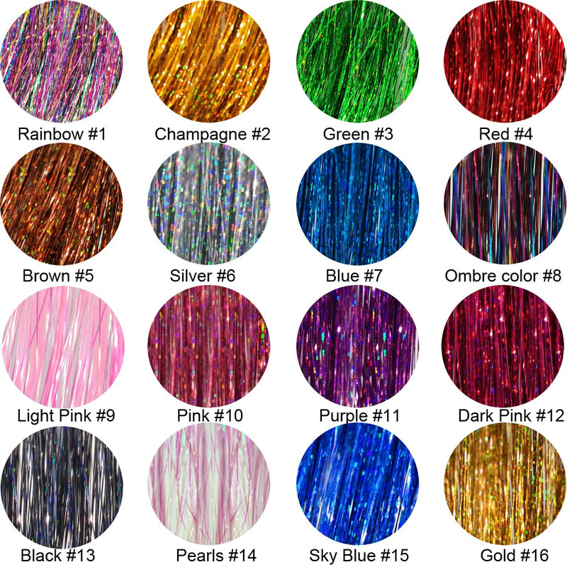 Rainbow Shiny Sparkle Hair Tinsel Kit Women Glitter Hair Extension Hair Bling Dazzles Girls Hippie Braiding Accessories - Sabreeonline