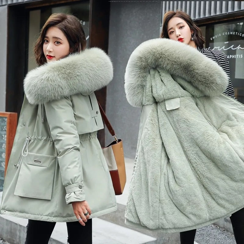 New Winter Jacket Warm Fur Collar Thick Overcoat - Sabreeonline