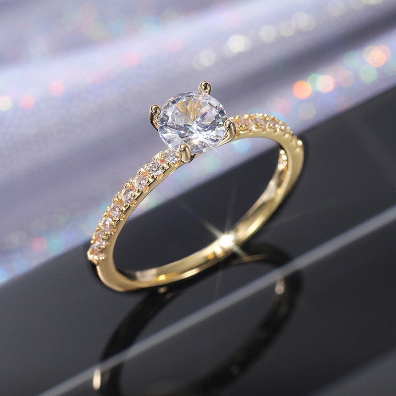New Luxury Classic Sparkling Zircon Engagement Wedding Ring - Sabreeonline