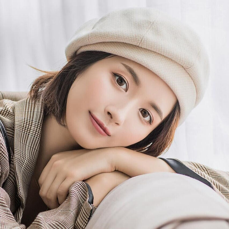 Plaid Beret Cotton Wool Hats Autumn - Sabreeonline