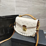 High Quality Embossing Handbag Pearl Strap. - Sabreeonline