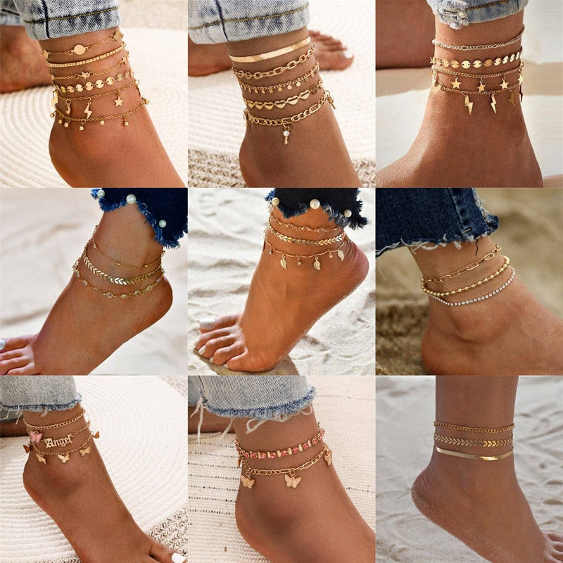 Bohemia Gold Color Chain Ankle Bracelet - Sabreeonline