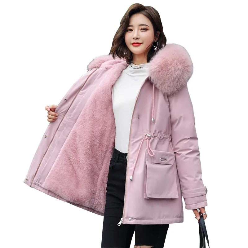 New Winter Jacket Warm Fur Collar Thick Overcoat - Sabreeonline