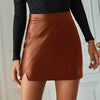 Black PU Leather Mini Skirt High Waist - Sabreeonline