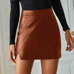Black PU Leather Mini Skirt High Waist - Sabreeonline
