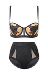 Flower Lace Appliqué Retro Sexy Bra Set - Sabreeonline